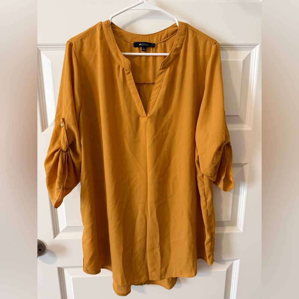 Chic Mustard V-Neck Blouse